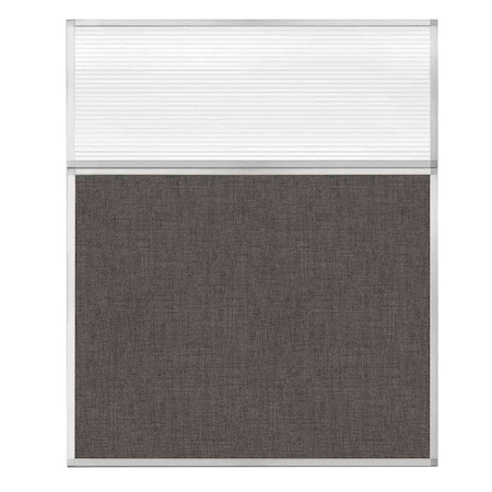 Versare Hush Panel Configurable Cubicle Partition 5' x 6' W/ Window Mocha Fabric Clear Fluted Window 1812517-1